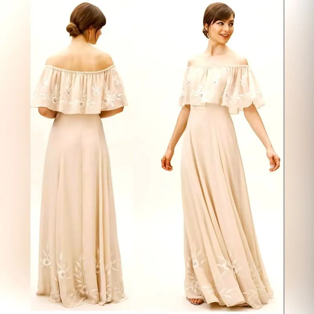 Brittany Dress from BHLDN with floral embroidery and delicate beading. - Picture 1 of 9